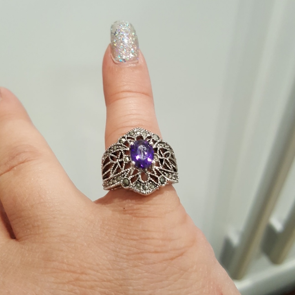 Parklane Marcasite & Amathes Ring -beautiful!